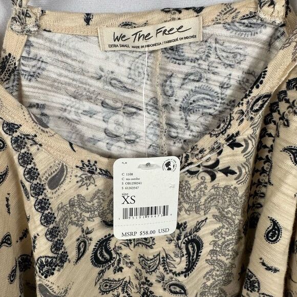 Free People FP Hey Girl Cross Back Handkerchief Flowy Tank Top Tea Combo XS NWT - Picture 4 of 8